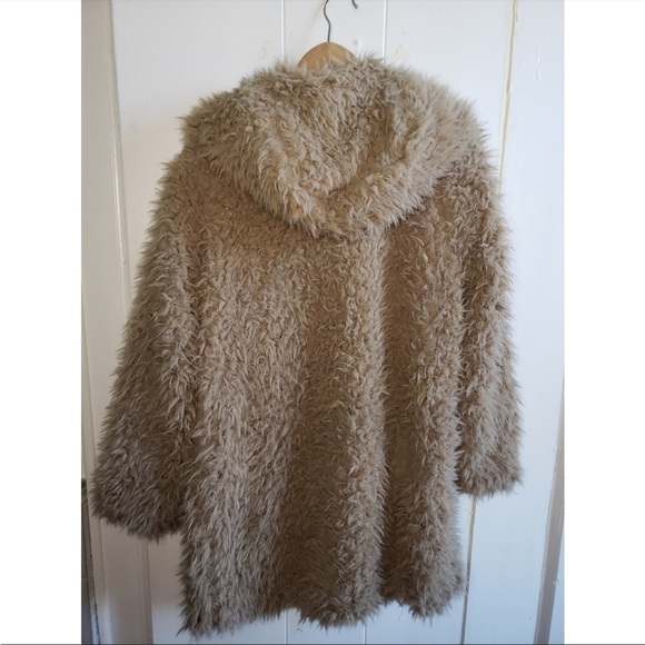 Zara Shaggy Teddy Bear Coat with Hood - Picture 4 of 5